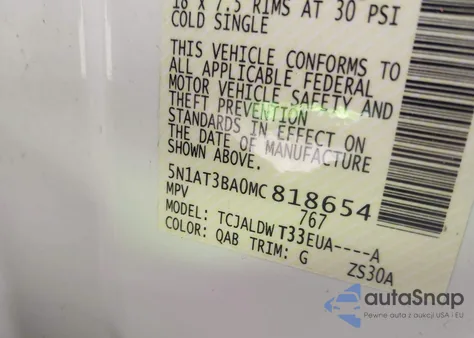 2021 Nissan Rogue Sv Fwd из США, поврежденный, VIN 5N1AT3BA0MC818654